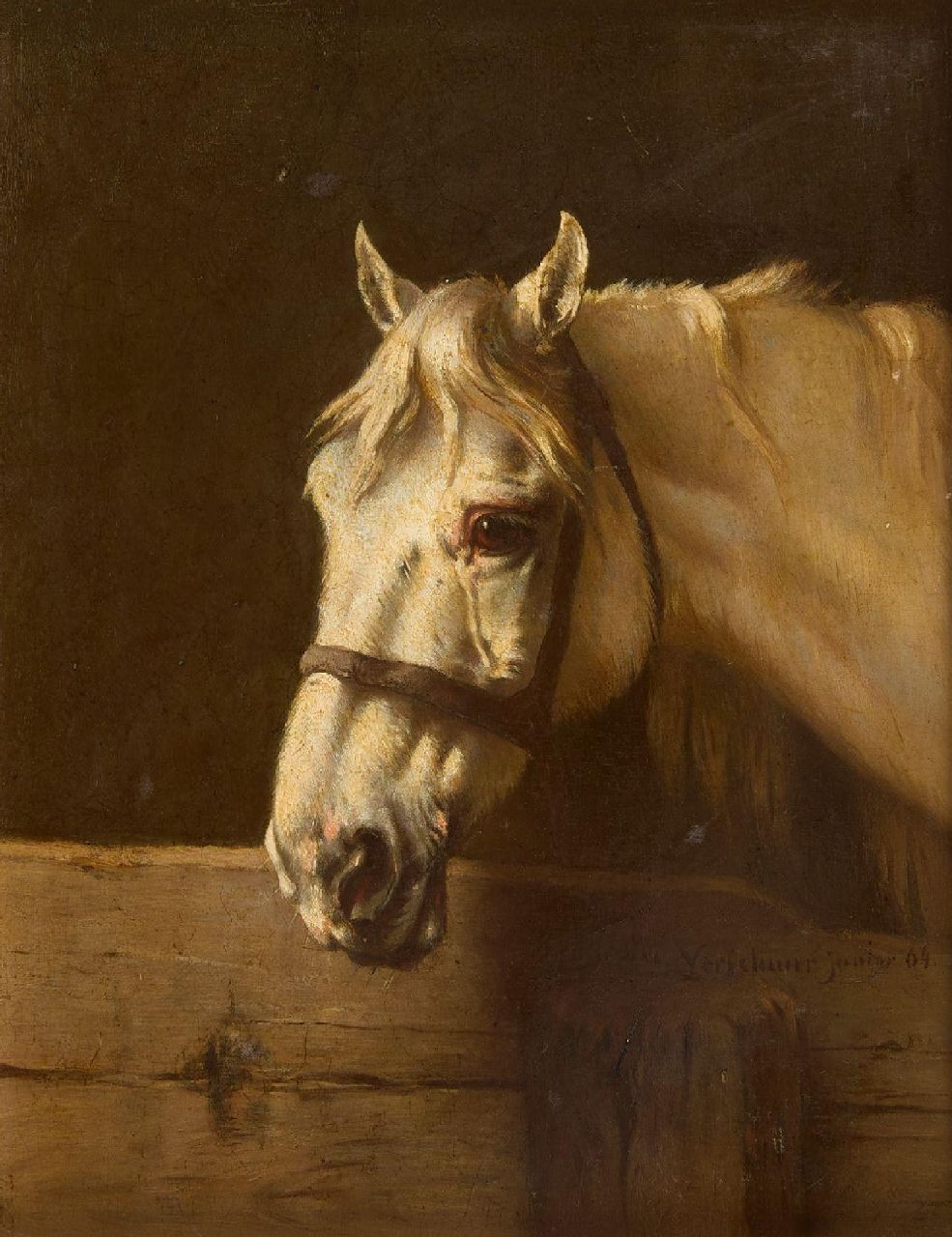 Wouter Verschuur jr. | Portret van een schimmel, olieverf op paneel, 26,0 x 19,8 cm, gesigneerd r.o. en gedateerd '64 Wouter Verschuur jr. | Portret van een schimmel, olieverf op paneel, 26,0 x 19,8 cm, gesigneerd r.o. en gedateerd '64