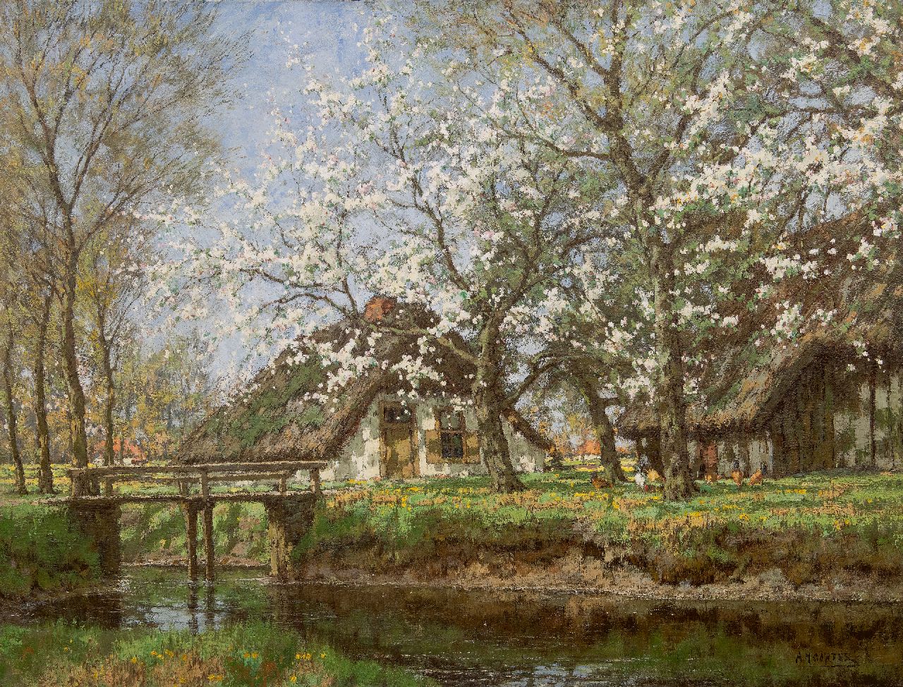 Gorter A.M. | 'Arnold' Marc Gorter | Schilderijen te koop aangeboden | Lente aan de Vordense beek, olieverf op doek 77,5 x 104,6 cm, gesigneerd rechtsonder Gorter A.M. | 'Arnold' Marc Gorter | Schilderijen te koop aangeboden | Lente aan de Vordense beek, olieverf op doek 77,5 x 104,6 cm, gesigneerd rechtsonder