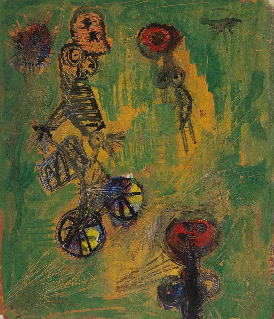 Corneille ('Corneille' Guillaume Beverloo) | Corneille ('Corneille' Guillaume Beverloo) | Aquarellen en tekeningen te koop aangeboden | Fietsers, inkt, aquarel en gouache op papier 35,6 x 30,5 cm, gesigneerd linksonder en gedateerd '48 Corneille ('Corneille' Guillaume Beverloo) | Corneille ('Corneille' Guillaume Beverloo) | Aquarellen en tekeningen te koop aangeboden | Fietsers, inkt, aquarel en gouache op papier 35,6 x 30,5 cm, gesigneerd linksonder en gedateerd '48