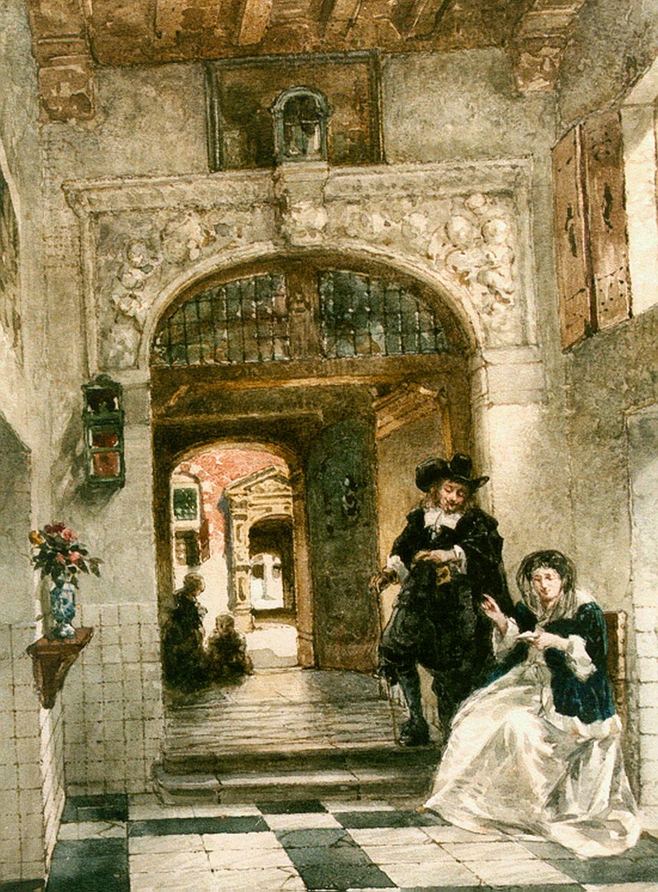 Stroebel J.A.B. | Johannes Anthonie Balthasar Stroebel, Figuren in een Hollands interieur, aquarel op papier 30,3 x 22,2 cm, gesigneerd linksonder en gedateerd '82 Stroebel J.A.B. | Johannes Anthonie Balthasar Stroebel, Figuren in een Hollands interieur, aquarel op papier 30,3 x 22,2 cm, gesigneerd linksonder en gedateerd '82