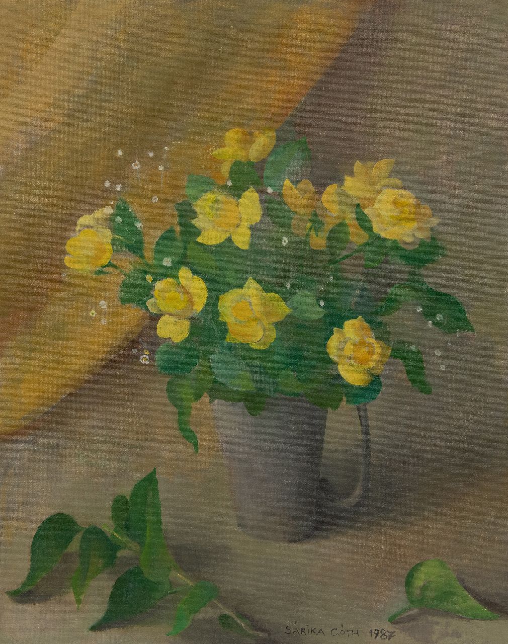 Góth C. | Charlotte 'Sarika' Góth | Schilderijen te koop aangeboden | Vaas met gele rozen, olieverf op doek 50,0 x 40,0 cm, gesigneerd rechtsonder en gedateerd 1987 Góth C. | Charlotte 'Sarika' Góth | Schilderijen te koop aangeboden | Vaas met gele rozen, olieverf op doek 50,0 x 40,0 cm, gesigneerd rechtsonder en gedateerd 1987