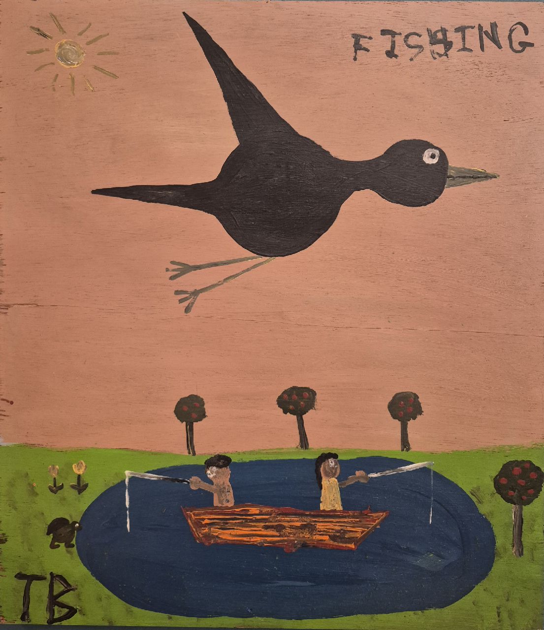 Brown T. | Timothy 'Tim' Brown | Schilderijen te koop aangeboden | Fishing, olieverf op paneel 50,1 x 43,5 cm, gesigneerd linksonder met initialen Brown T. | Timothy 'Tim' Brown | Schilderijen te koop aangeboden | Fishing, olieverf op paneel 50,1 x 43,5 cm, gesigneerd linksonder met initialen
