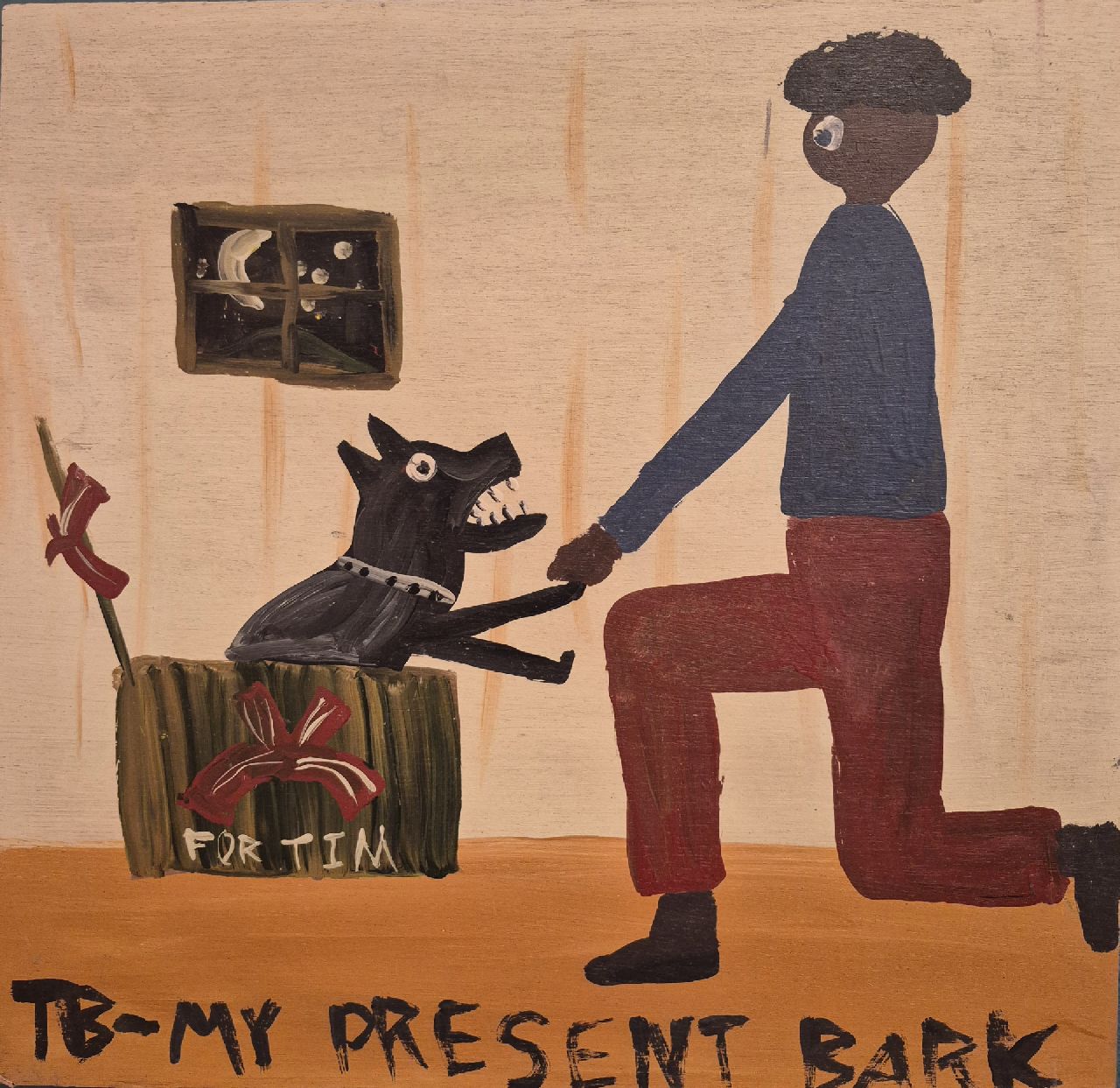 Brown T. | Timothy 'Tim' Brown | Schilderijen te koop aangeboden | my present Bark, olieverf op paneel 37,6 x 38,8 cm, gesigneerd linksonder met initialen Brown T. | Timothy 'Tim' Brown | Schilderijen te koop aangeboden | my present Bark, olieverf op paneel 37,6 x 38,8 cm, gesigneerd linksonder met initialen