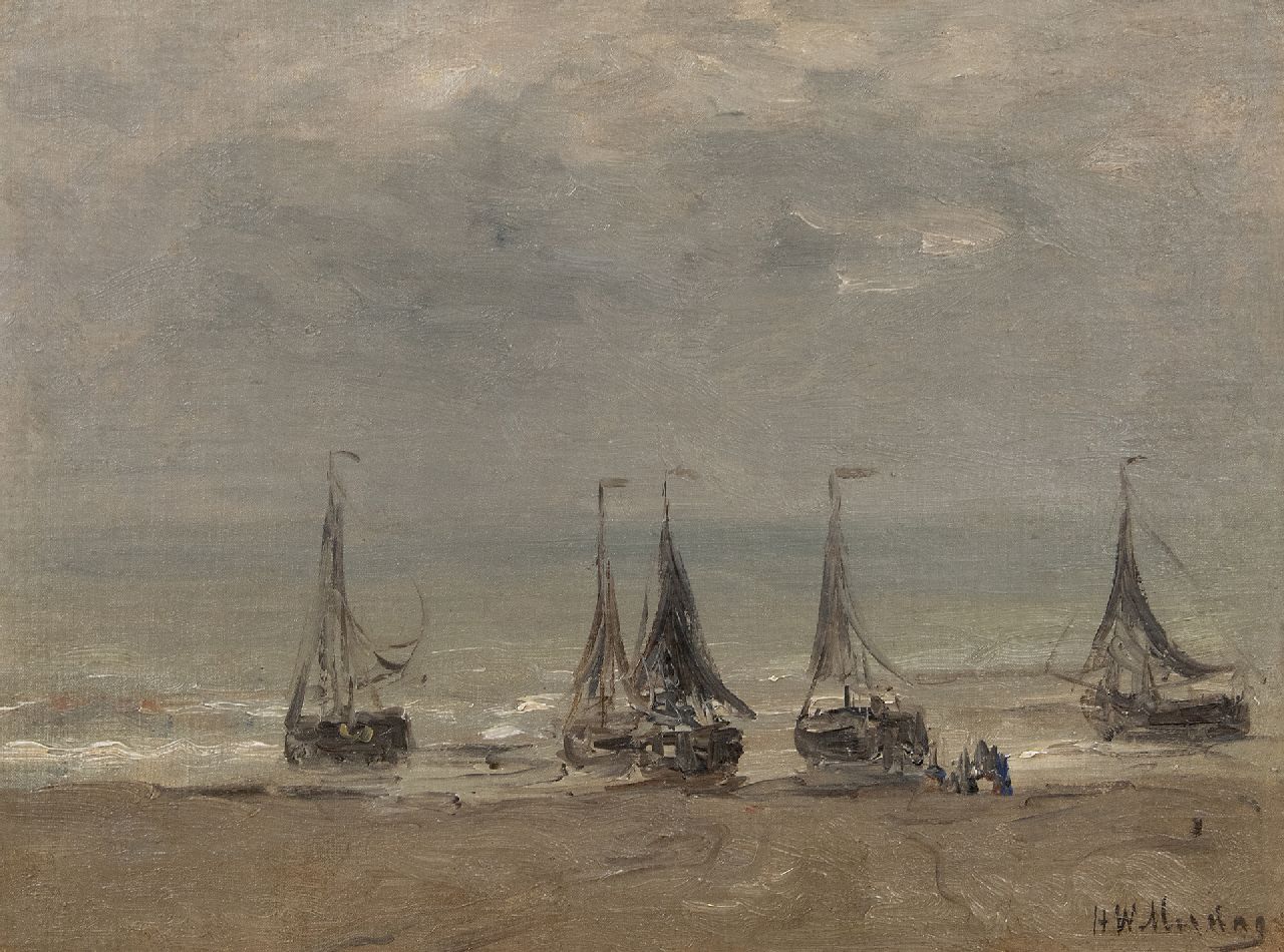 Mesdag H.W. | Hendrik Willem Mesdag | Schilderijen te koop aangeboden | Vijf bommen in de branding, olieverf op doek op paneel 30,4 x 40,4 cm, gesigneerd rechtsonder Mesdag H.W. | Hendrik Willem Mesdag | Schilderijen te koop aangeboden | Vijf bommen in de branding, olieverf op doek op paneel 30,4 x 40,4 cm, gesigneerd rechtsonder