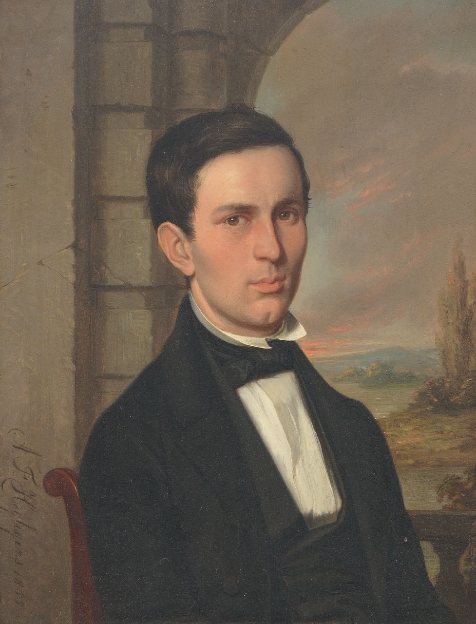 Heijligers A.F.  | Antoon François Heijligers | Schilderijen te koop aangeboden | Portret van een man, olieverf op paneel 28,8 x 21,9 cm, gesigneerd linksonder en gedateerd 1855