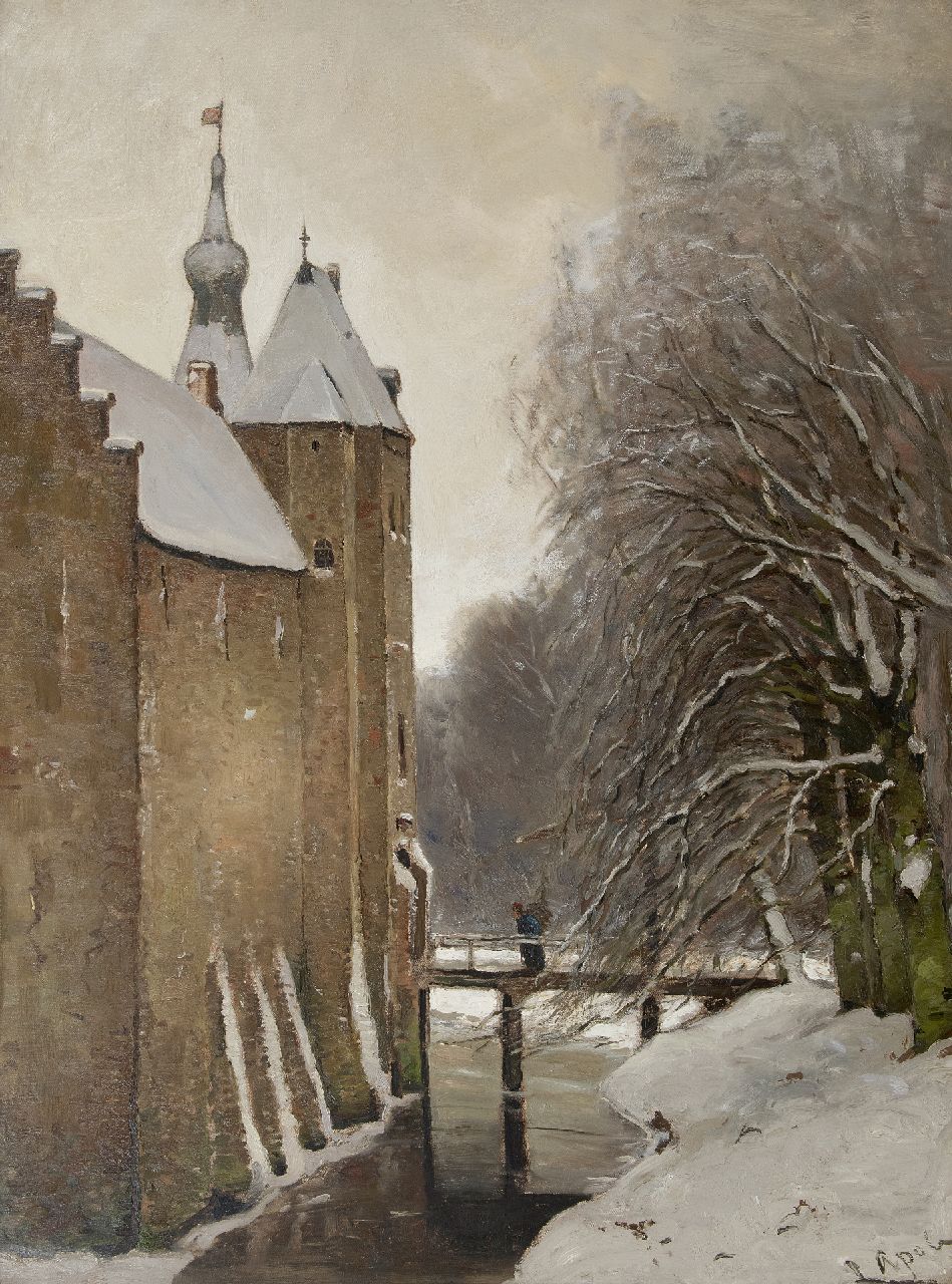Apol L.F.H. | Lodewijk Franciscus Hendrik 'Louis' Apol, Kasteel Doorwerth in de sneeuw, olieverf op doek 108,2 x 81,2 cm, gesigneerd rechtsonder Apol L.F.H. | Lodewijk Franciscus Hendrik 'Louis' Apol, Kasteel Doorwerth in de sneeuw, olieverf op doek 108,2 x 81,2 cm, gesigneerd rechtsonder