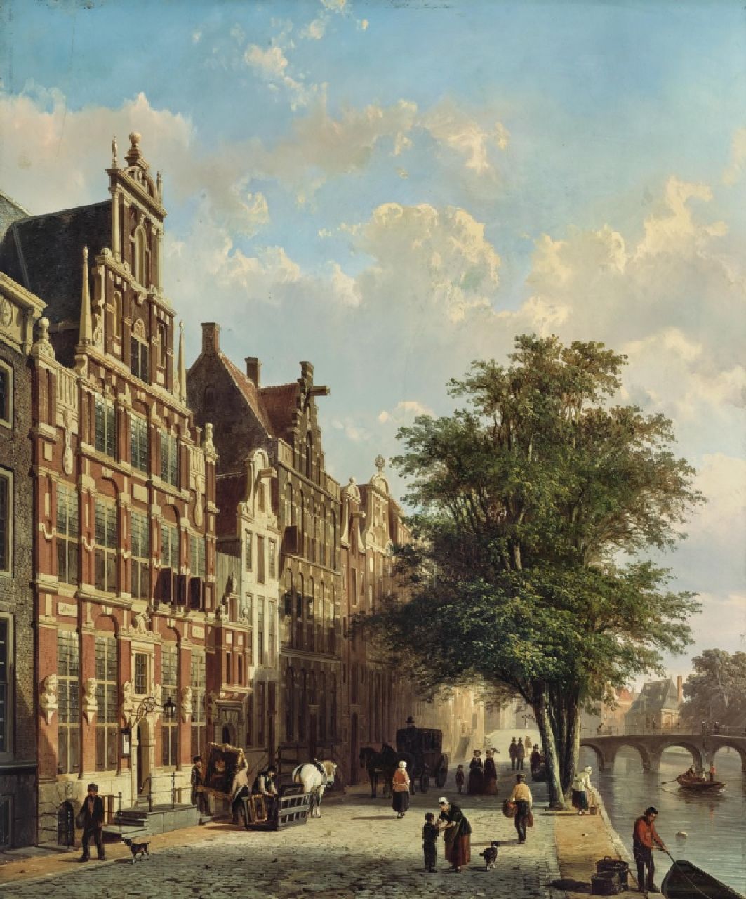 Springer C.  | Cornelis Springer | Schilderijen te koop aangeboden | Gezicht op het Huis met de Hoofden aan de Keizersgracht 123 met Kunsthandel Roos, Amsterdam (reserved), olieverf op paneel 50,0 x 40,5 cm, gesigneerd rechtsonder en gedateerd 1855  reserved