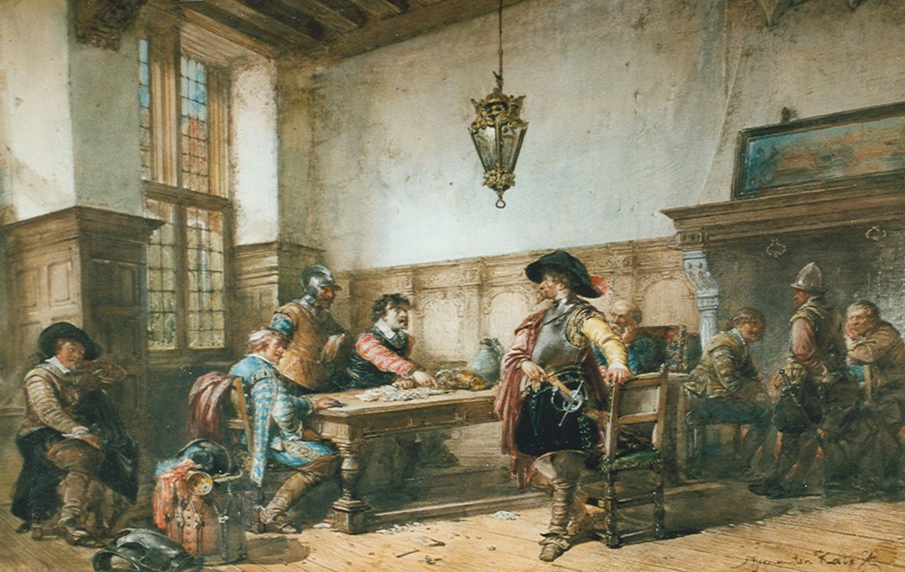 Kate H.F.C. ten | 'Herman' Frederik Carel ten Kate, Affaire d'honneur, aquarel op papier 41,3 x 64,0 cm, gesigneerd rechtsonder en gedateerd 1855 Kate H.F.C. ten | 'Herman' Frederik Carel ten Kate, Affaire d'honneur, aquarel op papier 41,3 x 64,0 cm, gesigneerd rechtsonder en gedateerd 1855