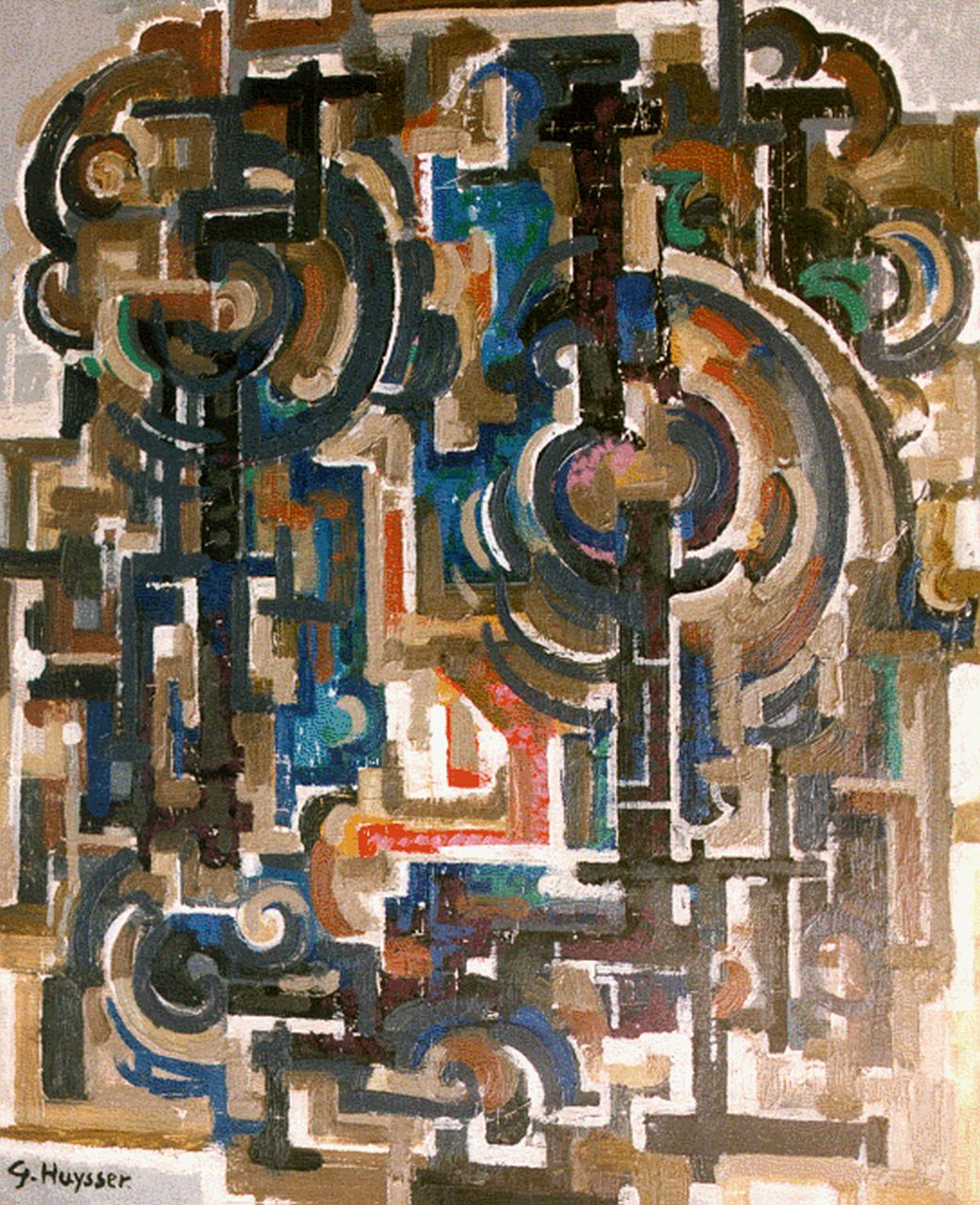 Huijsser G.H.J.A. | Gerardus Henricus Josephus Alphonsus 'Gerard' Huijsser, Compositie, 59,6 x 49,8 cm, gesigneerd linksonder Huijsser G.H.J.A. | Gerardus Henricus Josephus Alphonsus 'Gerard' Huijsser, Compositie, 59,6 x 49,8 cm, gesigneerd linksonder
