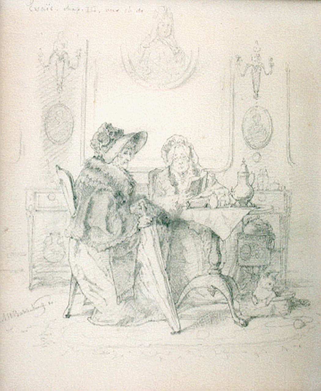 Bakker Korff A.H. | Alexander Hugo Bakker Korff, Het voorlezen van de bijbel, tekening op papier 19,0 x 16,0 cm, gesigneerd linksboven en gedateerd '80 Bakker Korff A.H. | Alexander Hugo Bakker Korff, Het voorlezen van de bijbel, tekening op papier 19,0 x 16,0 cm, gesigneerd linksboven en gedateerd '80