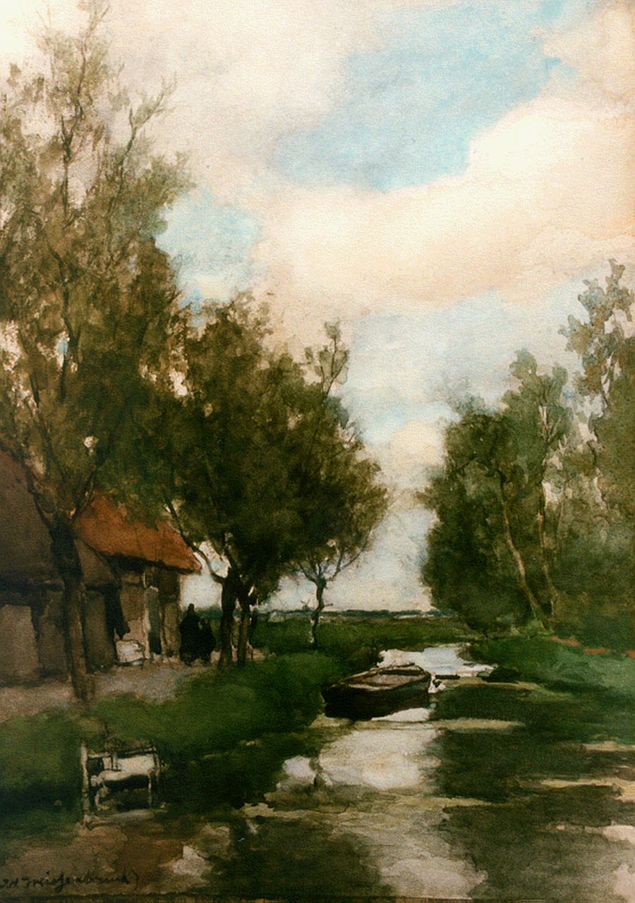 Weissenbruch H.J. | Hendrik Johannes 'J.H.' Weissenbruch, Boerderij aan poldervaart, aquarel op papier 38,8 x 28,1 cm, gesigneerd linksonder Weissenbruch H.J. | Hendrik Johannes 'J.H.' Weissenbruch, Boerderij aan poldervaart, aquarel op papier 38,8 x 28,1 cm, gesigneerd linksonder