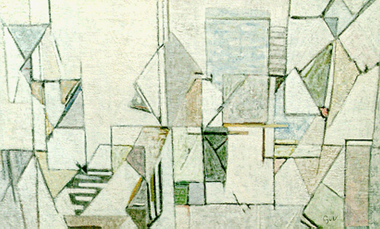Velde G. van | Gerardus 'Geer' van Velde, Compositie, olieverf op doek 38,2 x 61,0 cm, gesigneerd rechtsonder initialen en te dateren 1947-1950 Velde G. van | Gerardus 'Geer' van Velde, Compositie, olieverf op doek 38,2 x 61,0 cm, gesigneerd rechtsonder initialen en te dateren 1947-1950