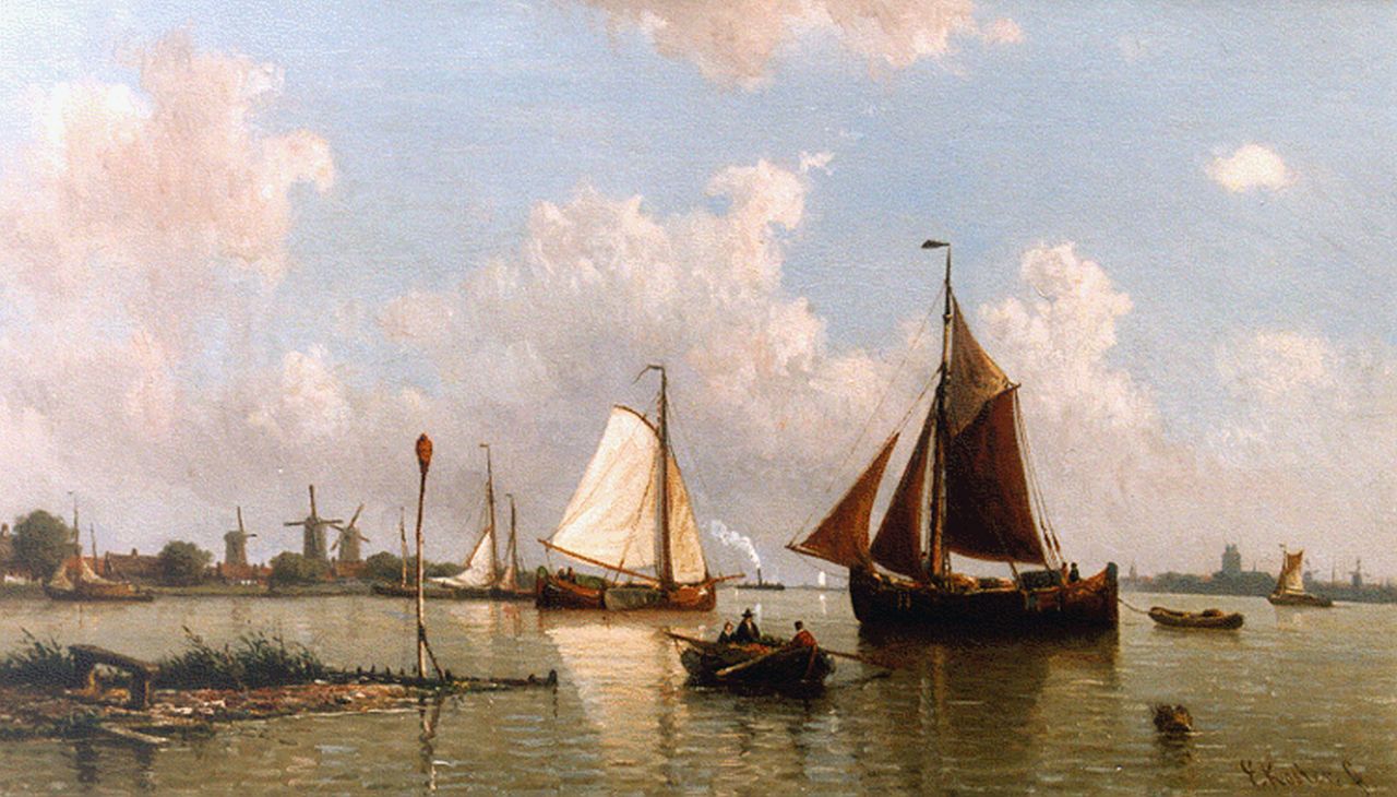 Koster E.  | Everhardus Koster, Havengezicht, olieverf op doek 48,7 x 83,7 cm, gesigneerd rechtsonder