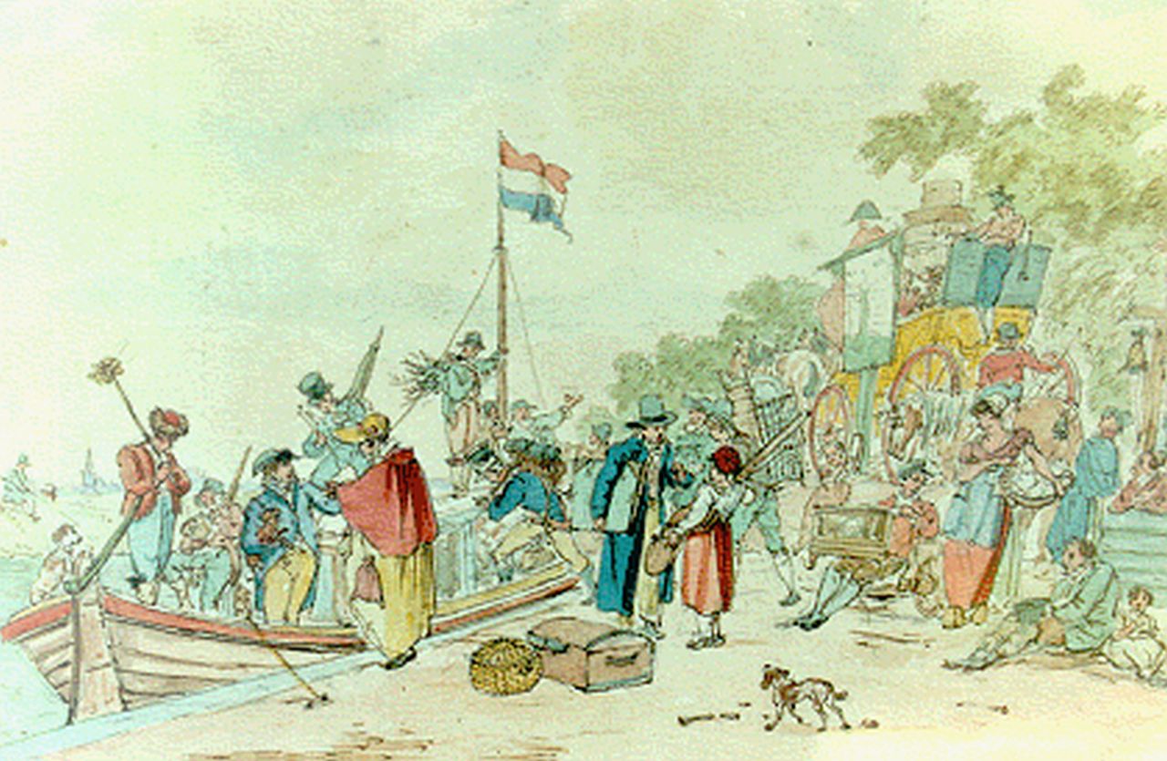Barbiers Bzn P. | Pieter Barbiers Bzn, Men moet roeien met de riemen die men heeft, aquarel op papier 17,5 x 27,5 cm, gesigneerd achterzijde en gedateerd 1832 Barbiers Bzn P. | Pieter Barbiers Bzn, Men moet roeien met de riemen die men heeft, aquarel op papier 17,5 x 27,5 cm, gesigneerd achterzijde en gedateerd 1832