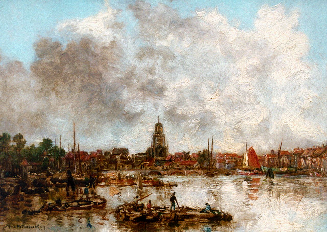 Mastenbroek J.H. van | Johan Hendrik van Mastenbroek, Havengezicht in Rotterdam, olieverf op doek 22,8 x 31,5 cm, gesigneerd linksonder Mastenbroek J.H. van | Johan Hendrik van Mastenbroek, Havengezicht in Rotterdam, olieverf op doek 22,8 x 31,5 cm, gesigneerd linksonder