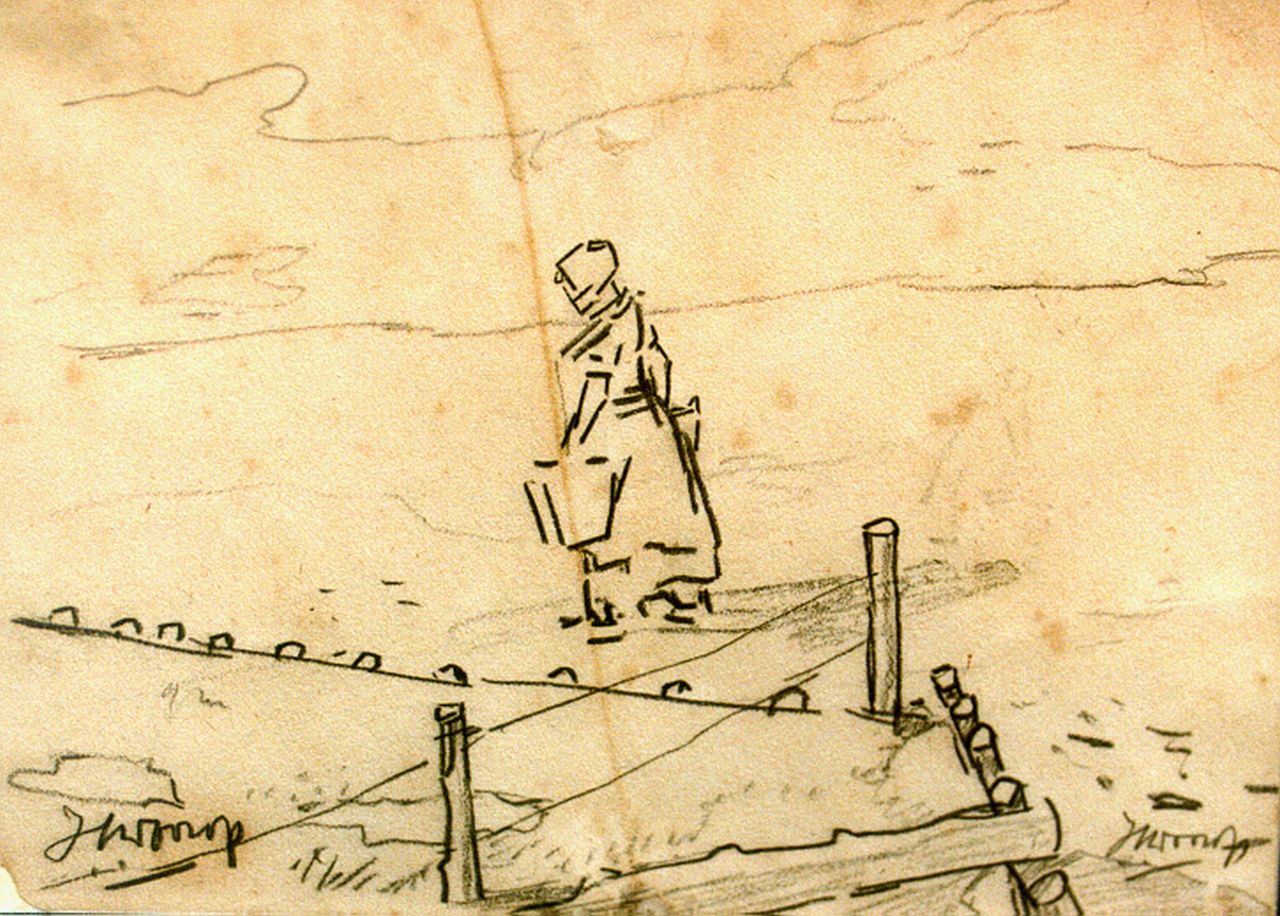 Toorop J.Th.  | Johannes Theodorus 'Jan' Toorop, Melkmeisje, potlood op papier 11,0 x 15,2 cm, gesigneerd links- en rechtonder