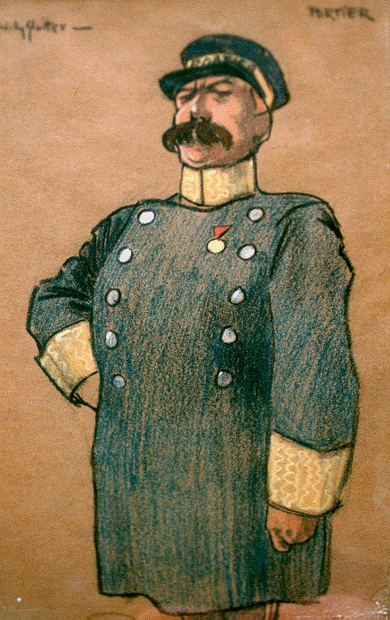 Sluiter J.W. | Jan Willem 'Willy' Sluiter, Portier, pastel op papier 25,0 x 16,0 cm, gesigneerd linksboven Sluiter J.W. | Jan Willem 'Willy' Sluiter, Portier, pastel op papier 25,0 x 16,0 cm, gesigneerd linksboven