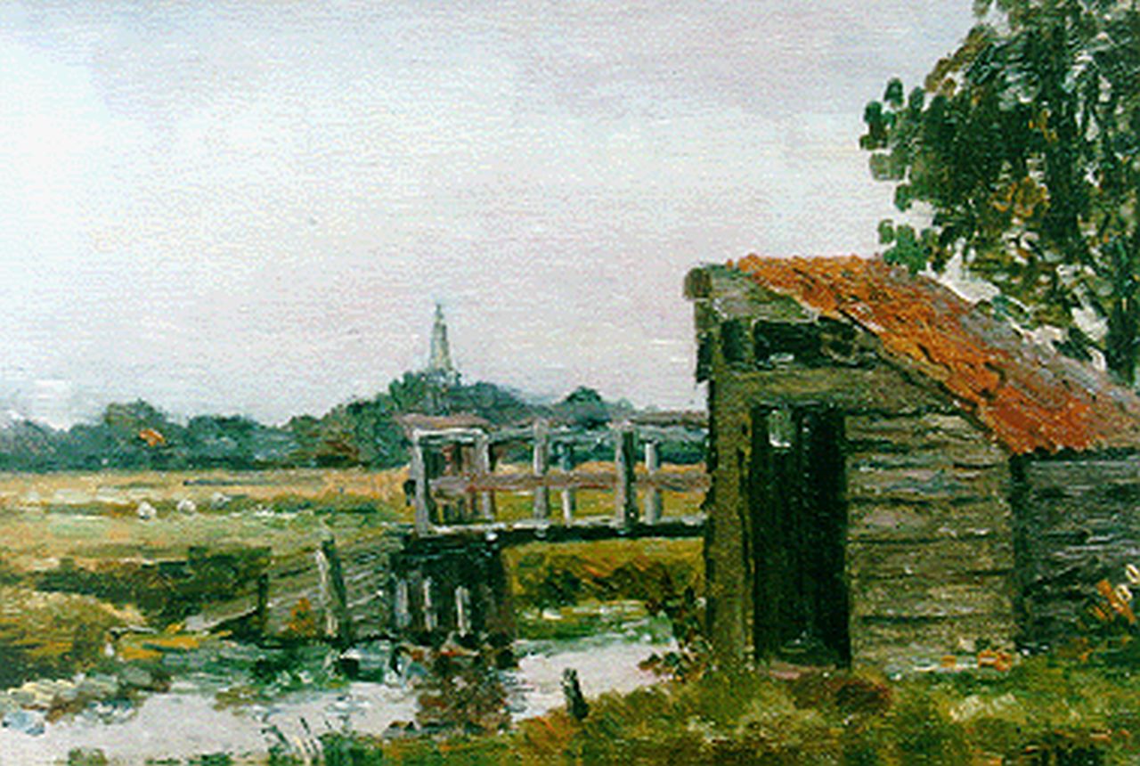 Ket D.H.  | Dirk Hendrik 'Dick' Ket, Landschapje bij Hoorn, olieverf op triplex 15,0 x 21,0 cm, gesigneerd rechtsonder en te dateren ca. 1921