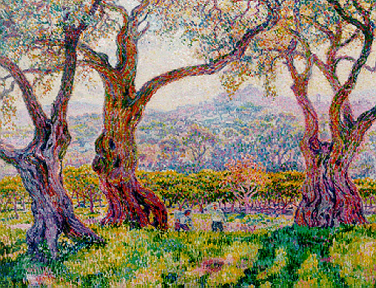 Rysselberghe Th. van | Théodore 'Théo' van Rysselberghe, Oliviers à Cagnes, olieverf op doek 89,9 x 116,7 cm, gesigneerd linksonder monogram en te dateren ca 1905