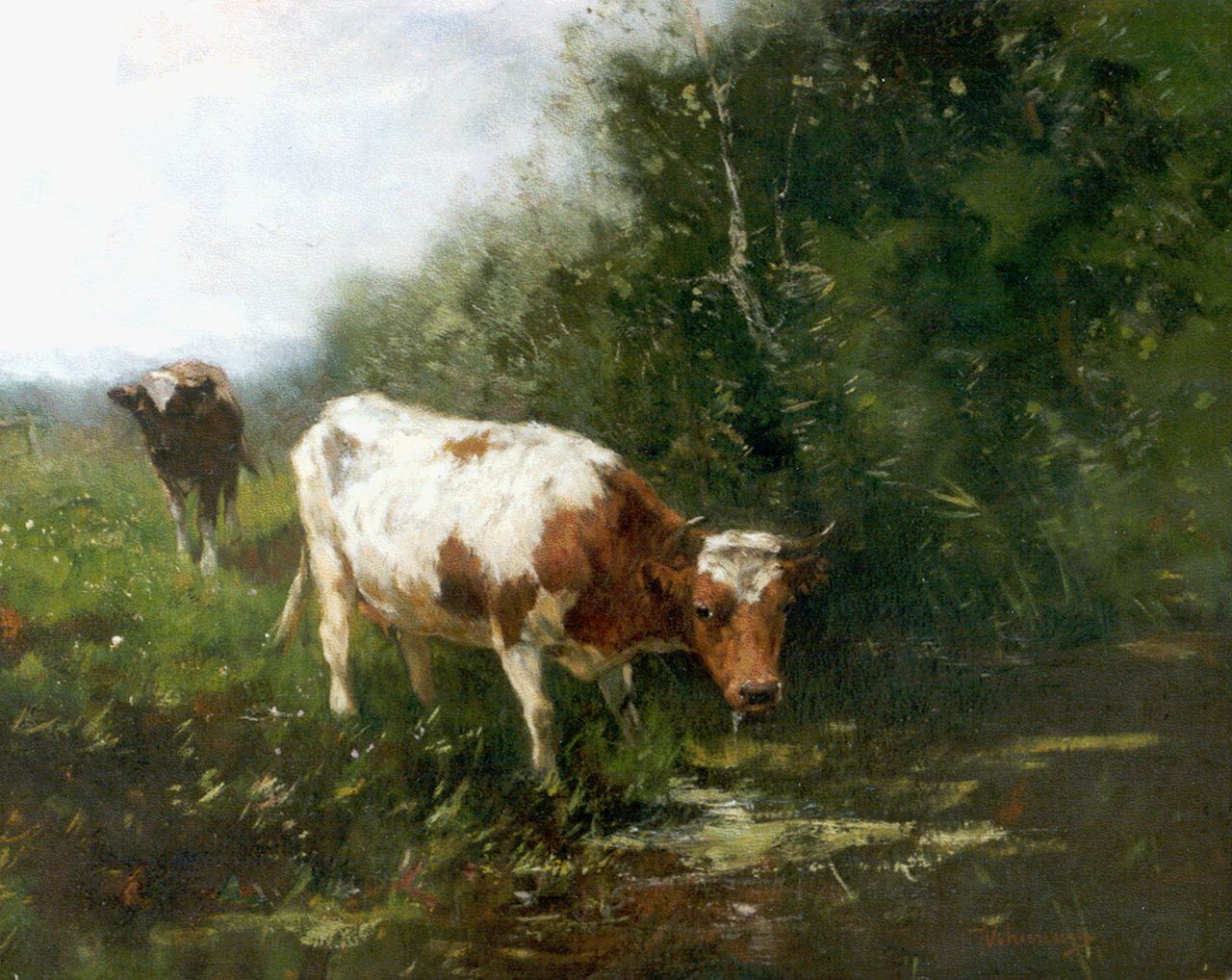 Scherrewitz J.F.C. | Johan Frederik Cornelis Scherrewitz, Koeien bij de slootkant, olieverf op doek 40,0 x 50,2 cm, gesigneerd rechtsonder Scherrewitz J.F.C. | Johan Frederik Cornelis Scherrewitz, Koeien bij de slootkant, olieverf op doek 40,0 x 50,2 cm, gesigneerd rechtsonder