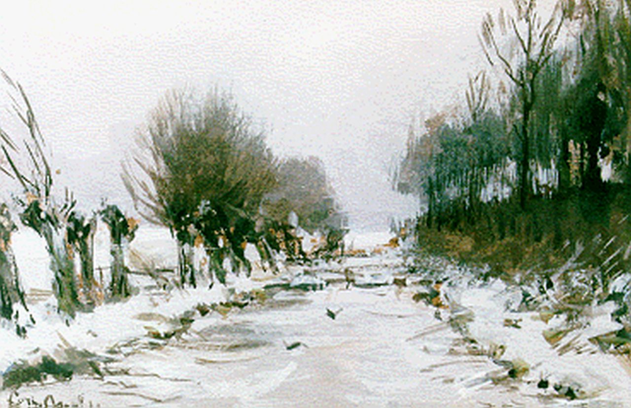 Apol L.F.H. | Lodewijk Franciscus Hendrik 'Louis' Apol, Wilgen langs een vaart, gouache op papier 11,4 x 16,4 cm, gesigneerd linksonder Apol L.F.H. | Lodewijk Franciscus Hendrik 'Louis' Apol, Wilgen langs een vaart, gouache op papier 11,4 x 16,4 cm, gesigneerd linksonder