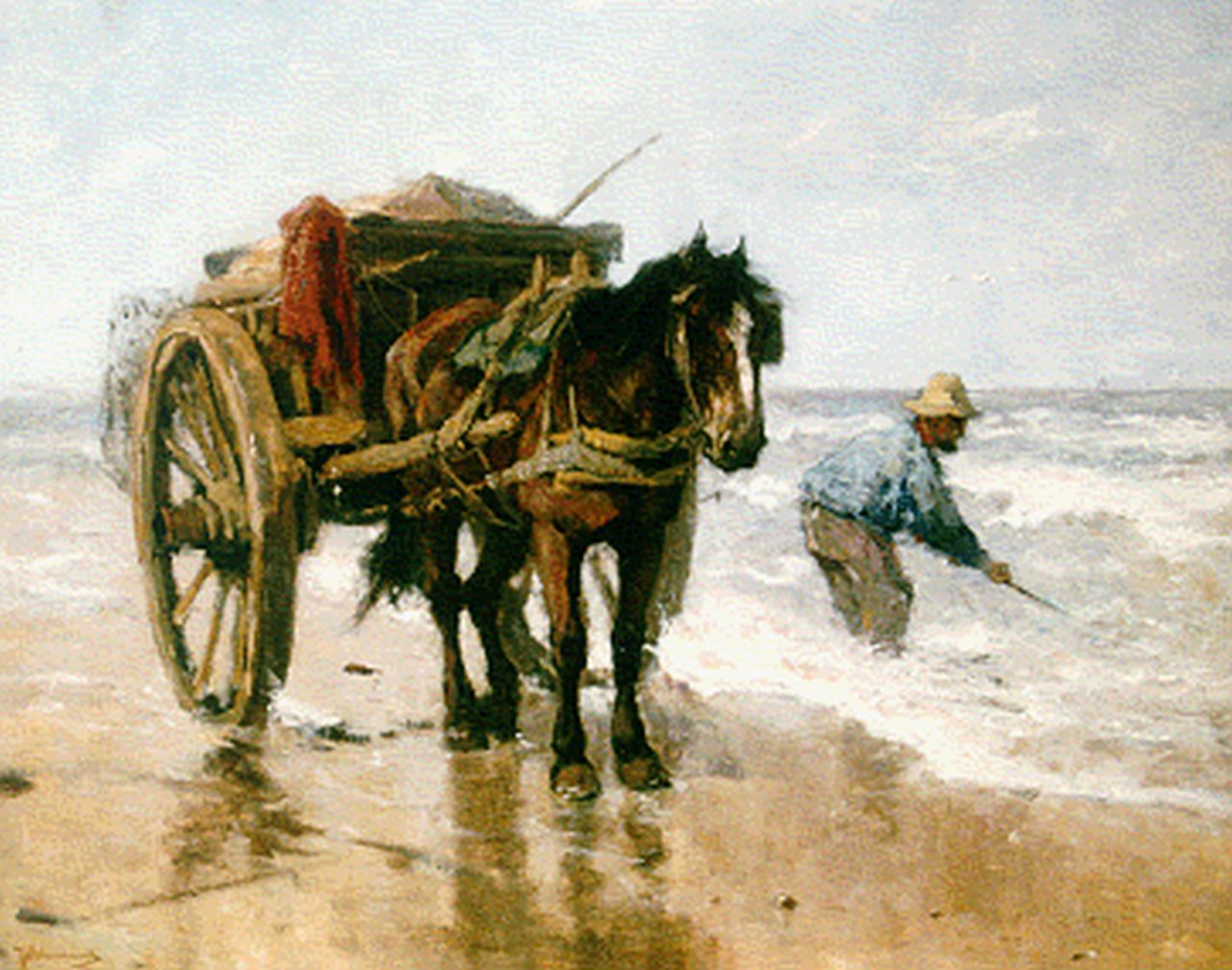 Scherrewitz J.F.C. | Johan Frederik Cornelis Scherrewitz, Schelpenvisser op het strand, olieverf op doek 81,3 x 100,0 cm, gesigneerd linksonder Scherrewitz J.F.C. | Johan Frederik Cornelis Scherrewitz, Schelpenvisser op het strand, olieverf op doek 81,3 x 100,0 cm, gesigneerd linksonder
