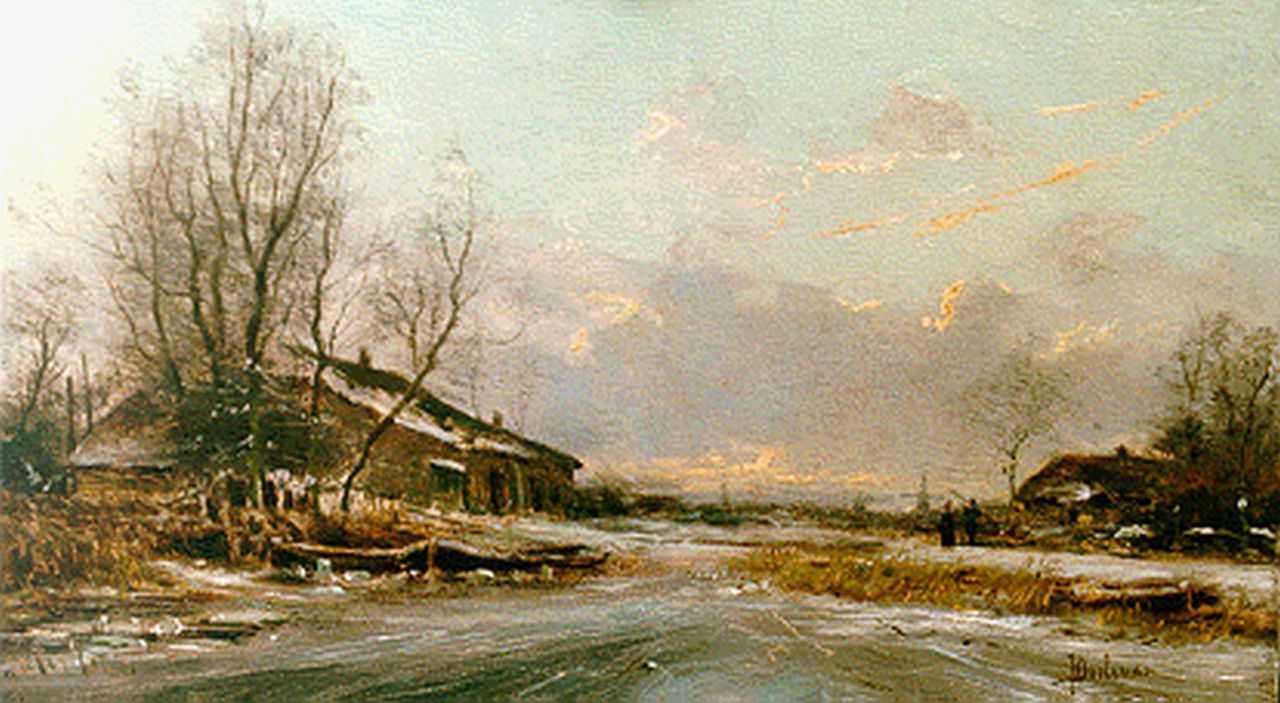Doeleman J.H.  | Johan Hendrik Doeleman, Winterlandschap, olieverf op paneel 14,3 x 24,3 cm, gesigneerd rechtsonder