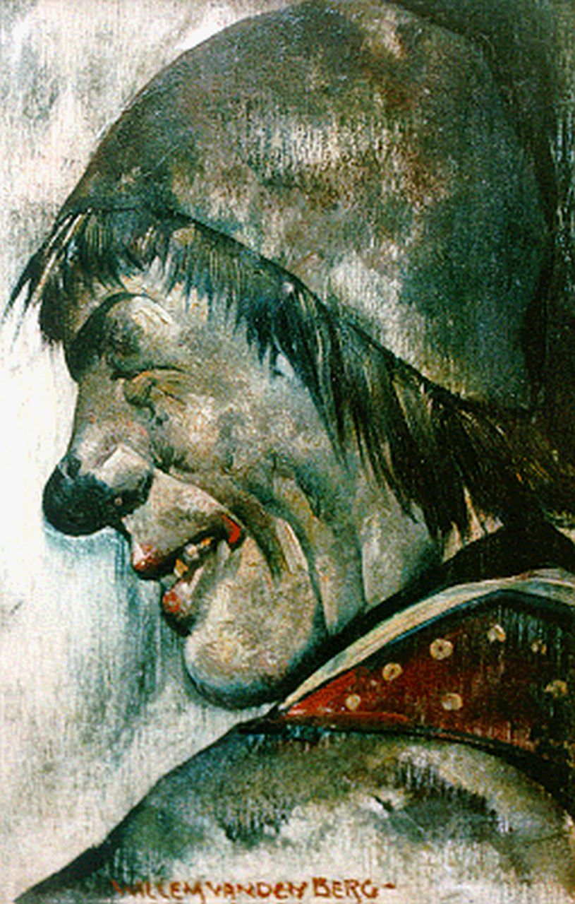 Berg W.H. van den | 'Willem' Hendrik van den Berg, Clown, olieverf op paneel 18,3 x 12,2 cm, gesigneerd middenonder Berg W.H. van den | 'Willem' Hendrik van den Berg, Clown, olieverf op paneel 18,3 x 12,2 cm, gesigneerd middenonder
