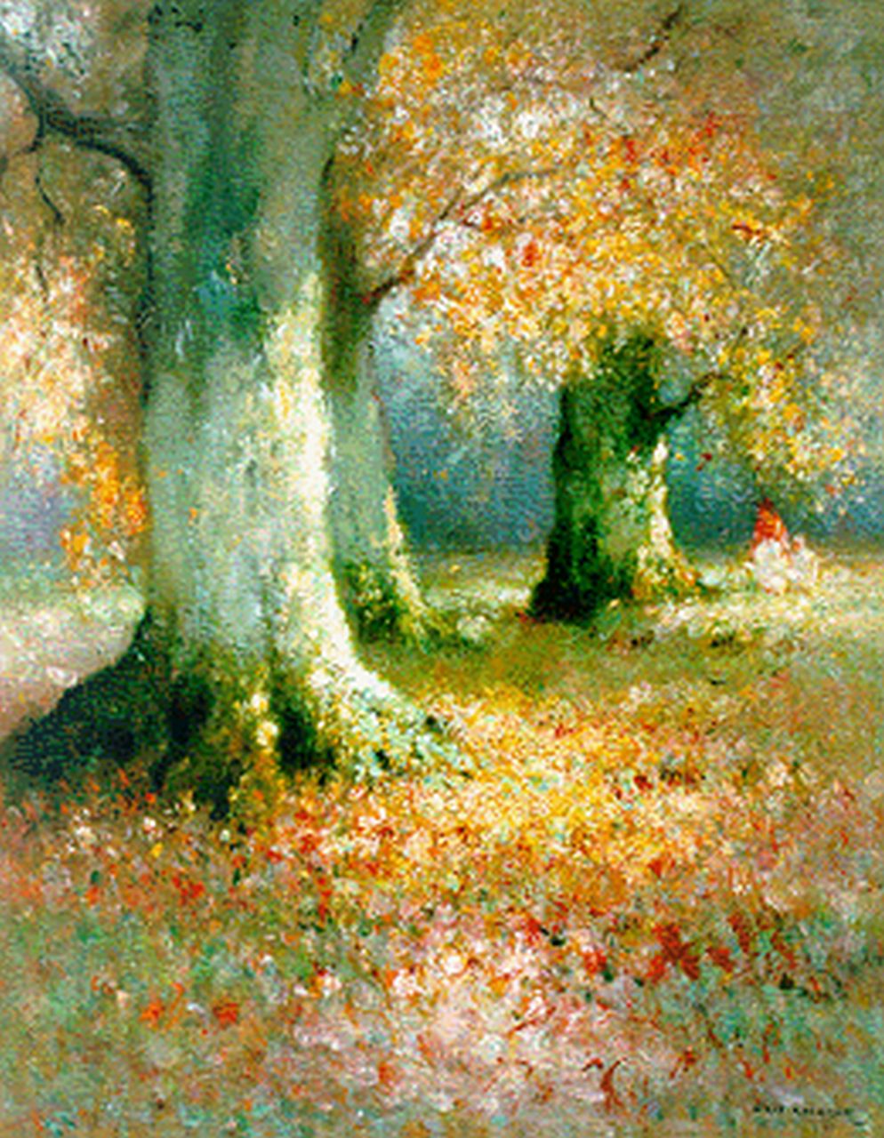 Knikker A. | Aris Knikker, Figuren in het bos, olieverf op doek 49,8 x 40,2 cm, gesigneerd rechtsonder Knikker A. | Aris Knikker, Figuren in het bos, olieverf op doek 49,8 x 40,2 cm, gesigneerd rechtsonder