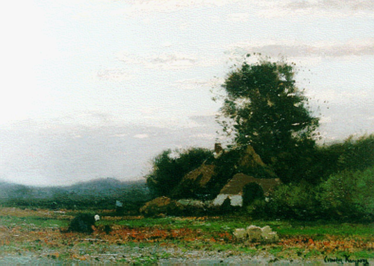 Kuijpers C. | Cornelis Kuijpers, Boerin op het land, olieverf op doek 30,0 x 39,2 cm, gesigneerd rechtsonder Kuijpers C. | Cornelis Kuijpers, Boerin op het land, olieverf op doek 30,0 x 39,2 cm, gesigneerd rechtsonder