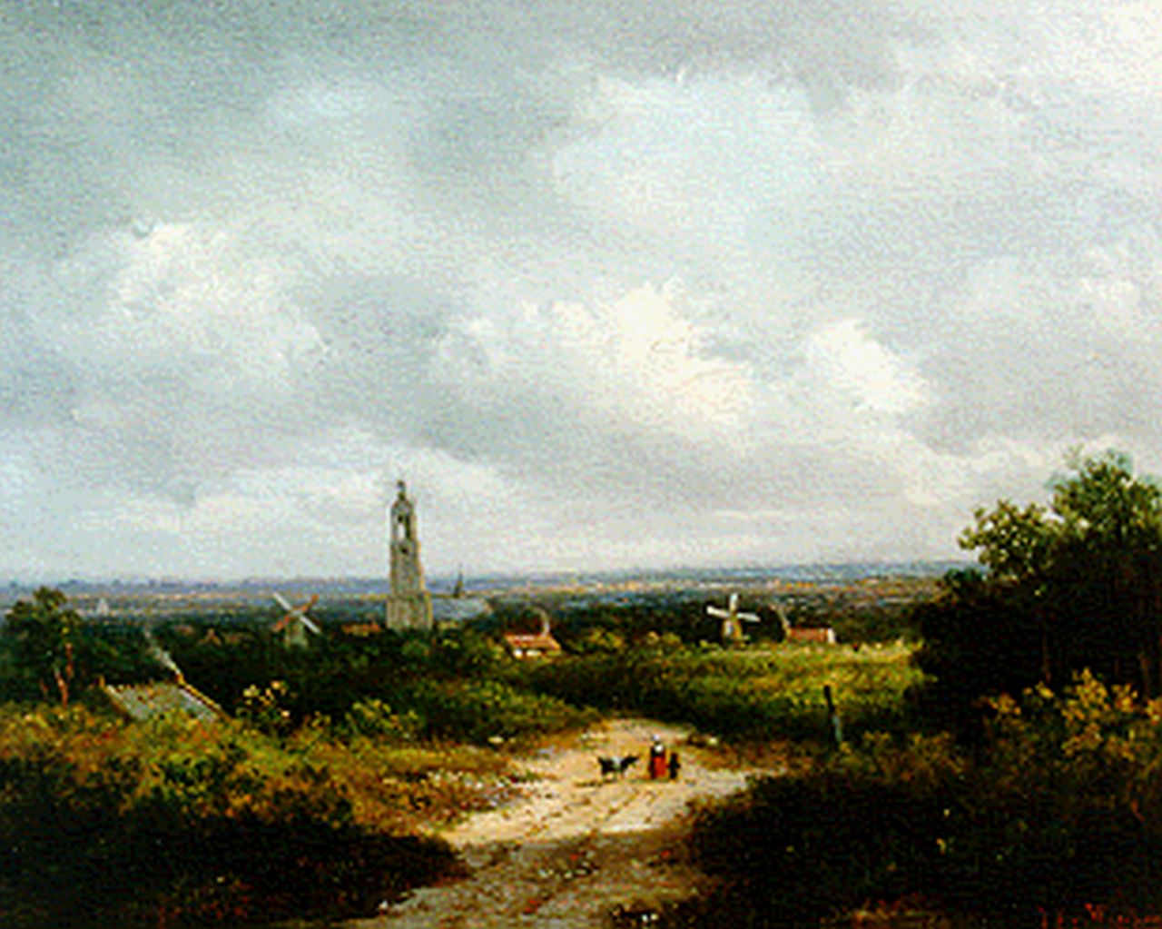 Wisselingh J.P. van | Johannes Pieter van Wisselingh, Panoramisch zomerlandschap, olieverf op paneel 22,0 x 27,7 cm, gesigneerd rechtsonder
