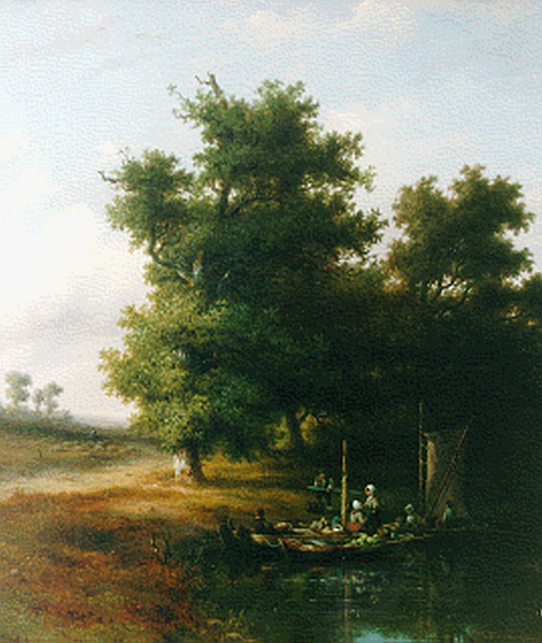 Vreumingen Dz D.J. van | Dirk Johannes van Vreumingen Dz, Heidelandschap met overzetveer, olieverf op paneel 25,3 x 21,6 cm, gesigneerd rechtsonder Vreumingen Dz D.J. van | Dirk Johannes van Vreumingen Dz, Heidelandschap met overzetveer, olieverf op paneel 25,3 x 21,6 cm, gesigneerd rechtsonder