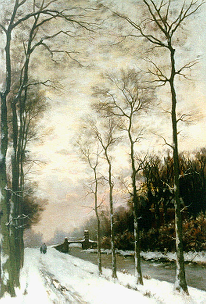 Rossum du Chattel F.J. van | Fredericus Jacobus van Rossum du Chattel, Winterse boslaan, olieverf op doek 66,1 x 47,1 cm, gesigneerd linksonder Rossum du Chattel F.J. van | Fredericus Jacobus van Rossum du Chattel, Winterse boslaan, olieverf op doek 66,1 x 47,1 cm, gesigneerd linksonder