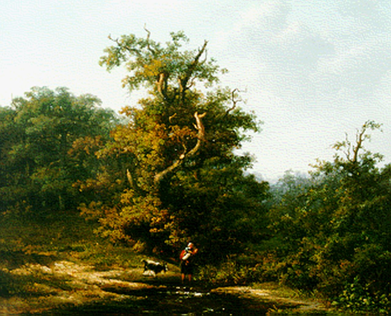 Vogel C.J. de | Cornelis Johannes de Vogel, Doorwaadbare plaats in een bosbeek, olieverf op paneel 42,8 x 53,8 cm, gesigneerd linksonder Vogel C.J. de | Cornelis Johannes de Vogel, Doorwaadbare plaats in een bosbeek, olieverf op paneel 42,8 x 53,8 cm, gesigneerd linksonder