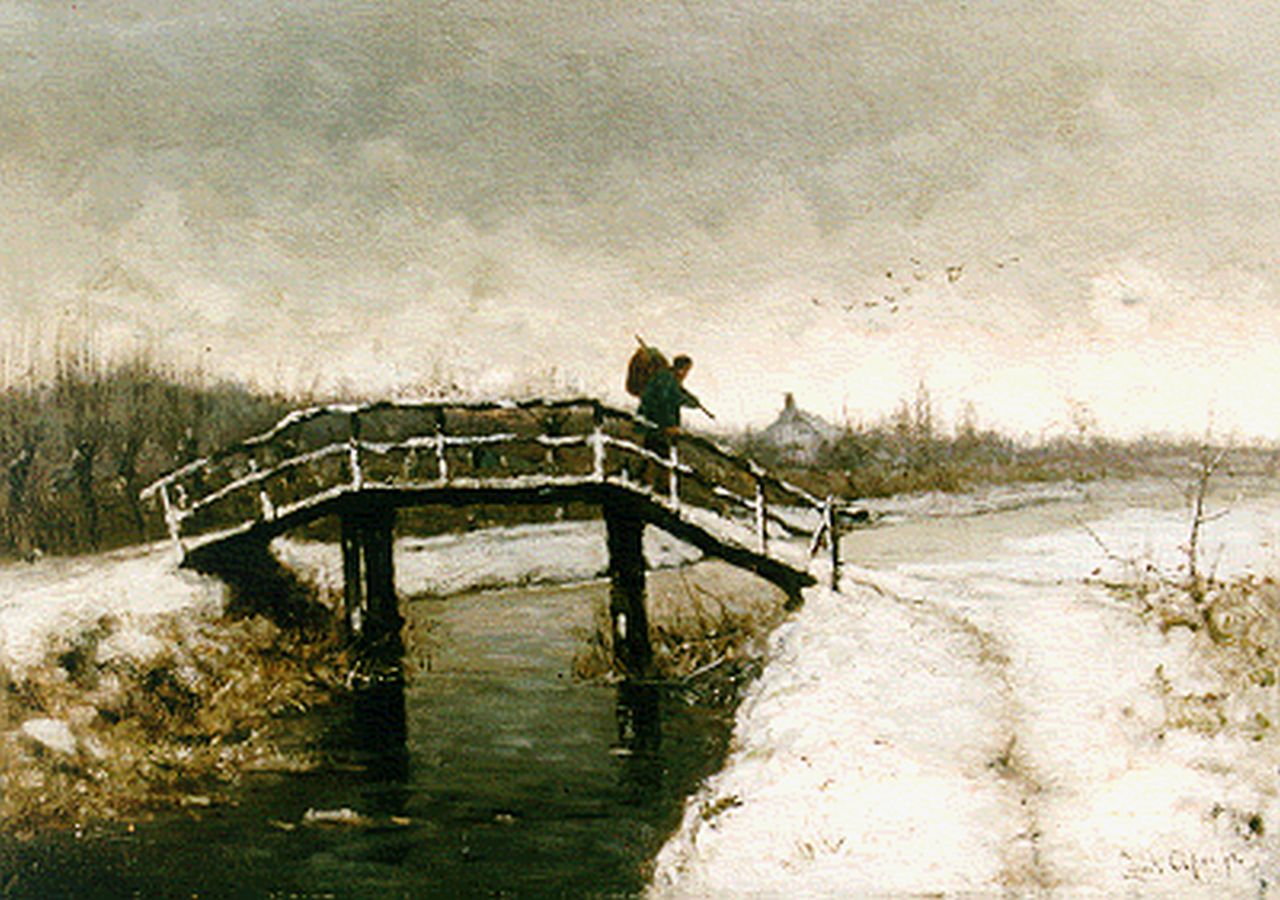 Apol L.F.H. | Lodewijk Franciscus Hendrik 'Louis' Apol, Reiziger op een boogbrug, olieverf op doek 35,5 x 50,2 cm, gesigneerd rechtsonder en te dateren ca. 1880 Apol L.F.H. | Lodewijk Franciscus Hendrik 'Louis' Apol, Reiziger op een boogbrug, olieverf op doek 35,5 x 50,2 cm, gesigneerd rechtsonder en te dateren ca. 1880