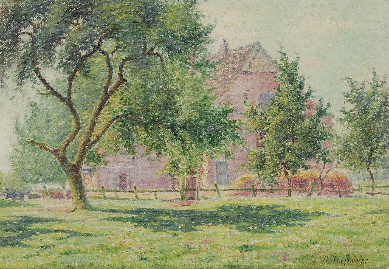 Lefebvre A. | Albrecht 'Albert' Lefebvre, Zonovergoten boerderij, olieverf op doek op paneel 25,0 x 35,0 cm, gesigneerd rechtsonder Lefebvre A. | Albrecht 'Albert' Lefebvre, Zonovergoten boerderij, olieverf op doek op paneel 25,0 x 35,0 cm, gesigneerd rechtsonder