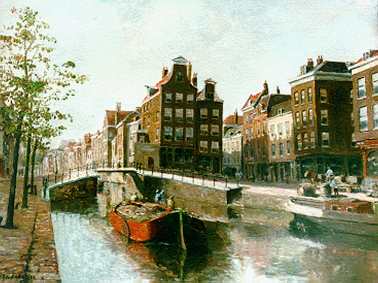 Paradies H.C.A. | Herman Cornelis Adolf Paradies, Schuiten in het Haagse Veer, Rotterdam, olieverf op paneel 23,9 x 32,2 cm, gesigneerd linksonder Paradies H.C.A. | Herman Cornelis Adolf Paradies, Schuiten in het Haagse Veer, Rotterdam, olieverf op paneel 23,9 x 32,2 cm, gesigneerd linksonder