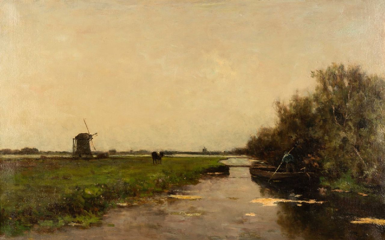 Bauffe V.  | Victor Bauffe, Punterende boer in weids landschap, olieverf op doek 63,2 x 100,3 cm, gesigneerd rechtsonder