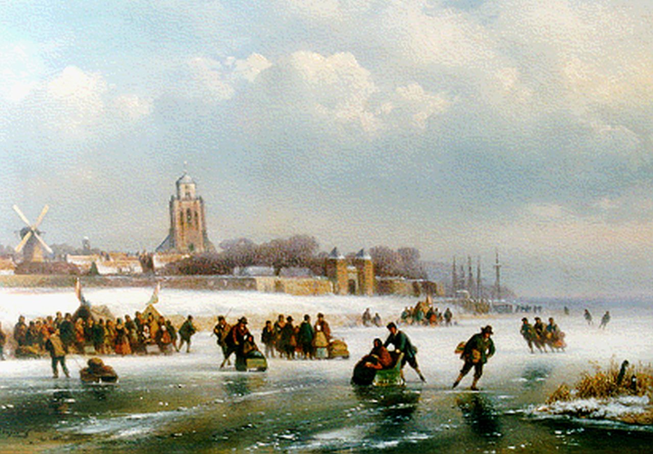 Kleijn L.J. | Lodewijk Johannes Kleijn, IJsvertier voor de stadswal, olieverf op paneel 28,1 x 40,6 cm, gesigneerd linksonder Kleijn L.J. | Lodewijk Johannes Kleijn, IJsvertier voor de stadswal, olieverf op paneel 28,1 x 40,6 cm, gesigneerd linksonder
