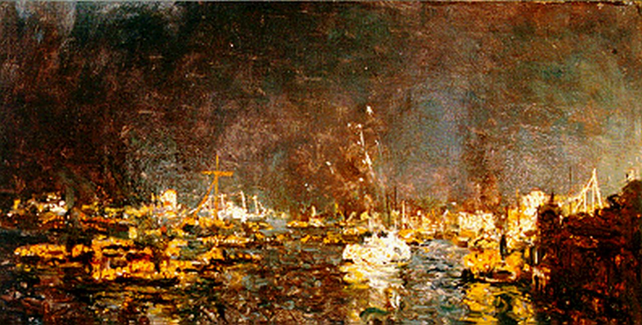 Mastenbroek J.H. van | Johan Hendrik van Mastenbroek, Herinnering aan de Julianafeesten 1909, olieverf op doek 25,0 x 43,0 cm, gesigneerd achterzijde en gedateerd 1909