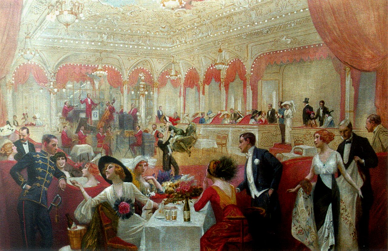 Fuchs R. | Rudolf Fuchs, Het bal, olieverf op doek 74,9 x 110,0 cm, gesigneerd linksonder en gedateerd 1913 Fuchs R. | Rudolf Fuchs, Het bal, olieverf op doek 74,9 x 110,0 cm, gesigneerd linksonder en gedateerd 1913