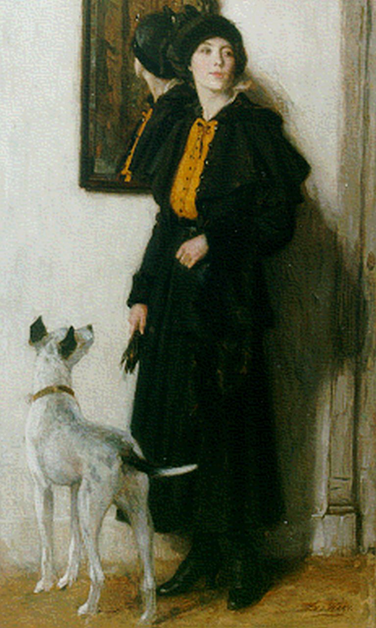 Waay N. van der | Nicolaas van der Waay, Gereed voor de wandeling, olieverf op doek 70,6 x 44,2 cm, gesigneerd rechtsonder Waay N. van der | Nicolaas van der Waay, Gereed voor de wandeling, olieverf op doek 70,6 x 44,2 cm, gesigneerd rechtsonder