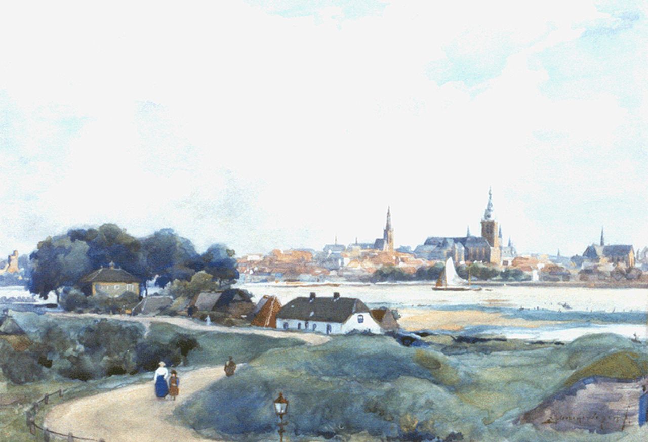 Groenewegen A.J. | Adrianus Johannes Groenewegen, Gezicht op Nijmegen, aquarel op papier 26,3 x 37,2 cm, gesigneerd rechtsonder Groenewegen A.J. | Adrianus Johannes Groenewegen, Gezicht op Nijmegen, aquarel op papier 26,3 x 37,2 cm, gesigneerd rechtsonder