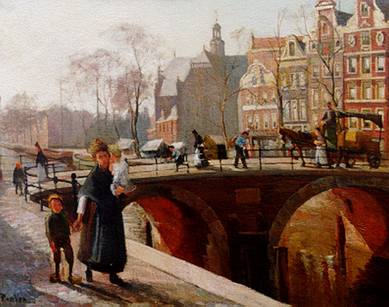 Ven P.J. van der | 'Paul' Jan van der Ven, Prinsengracht met de Noorderkerk Amsterdam, olieverf op doek 68,5 x 86,5 cm, gesigneerd linksonder Ven P.J. van der | 'Paul' Jan van der Ven, Prinsengracht met de Noorderkerk Amsterdam, olieverf op doek 68,5 x 86,5 cm, gesigneerd linksonder