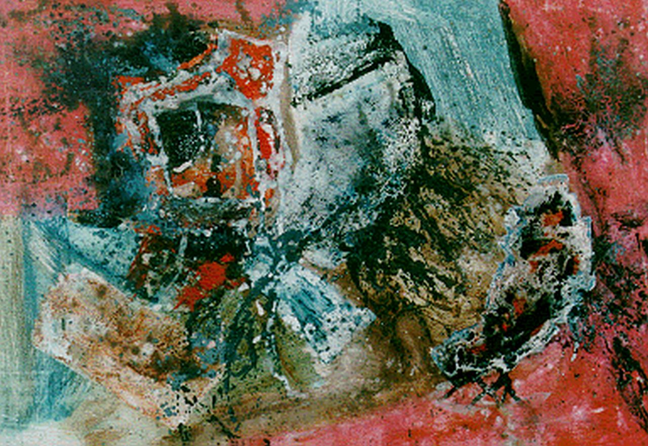 Nieuwenhuis B.  | 'Bonies' Bob Nieuwenhuis, Compositie, aquarel en gouache op papier 34,5 x 49,5 cm, gesigneerd verso en gedateerd 3-7-1960