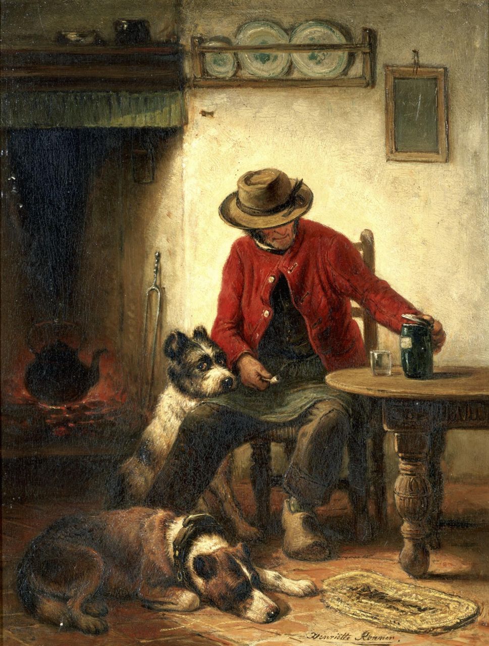 Ronner-Knip H. | Henriette Ronner-Knip, Dichtbij de baas, olieverf op paneel 35,2 x 27,2 cm, gesigneerd rechtsonder Ronner-Knip H. | Henriette Ronner-Knip, Dichtbij de baas, olieverf op paneel 35,2 x 27,2 cm, gesigneerd rechtsonder
