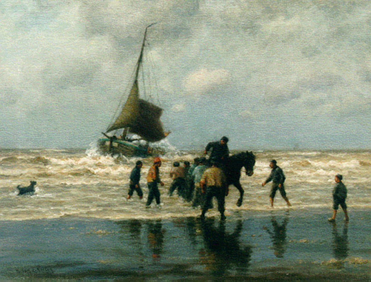 Norton W.E.  | William Edward Norton, De aankomst van een vissersboot, olieverf op doek 46,0 x 61,0 cm, gesigneerd linksonder