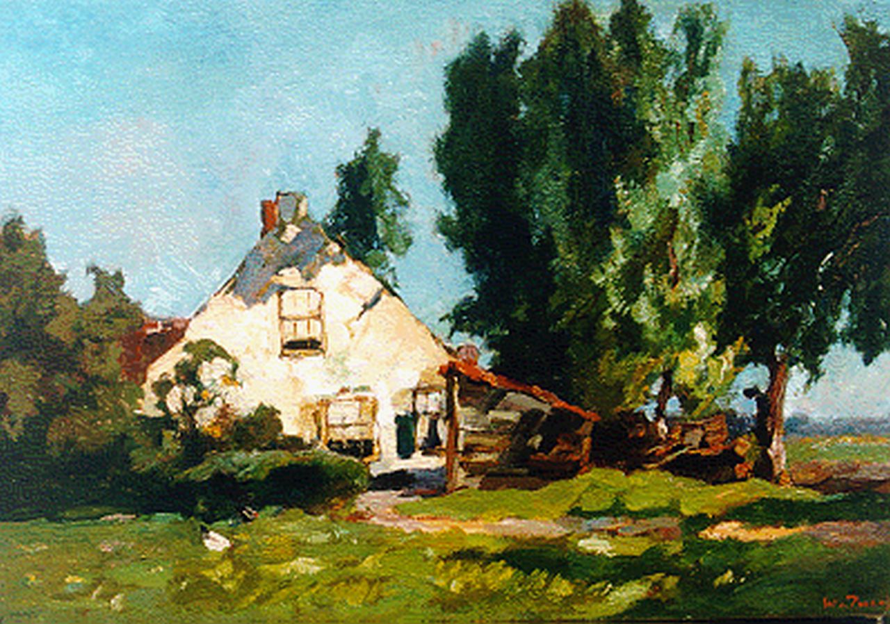 Zwart W.H.P.J. de | Wilhelmus Hendrikus Petrus Johannes 'Willem' de Zwart, Boerderij in een landschap, olieverf op doek 33,0 x 48,0 cm, gesigneerd rechtsonder
