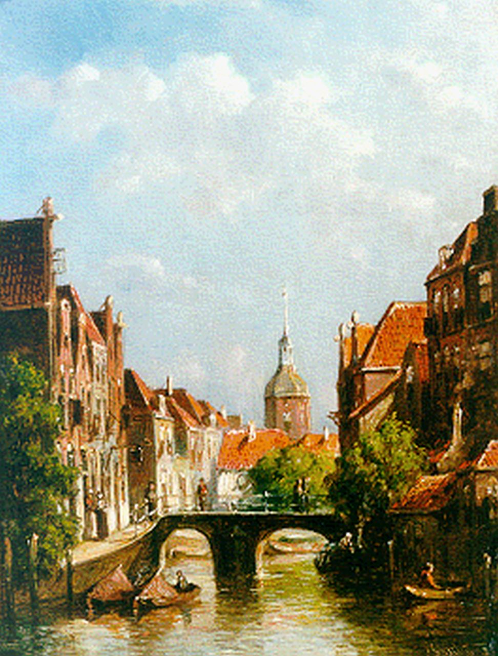Vertin P.G. | Petrus Gerardus Vertin, Zomers stadsgezicht in Dordrecht, olieverf op paneel 24,7 x 18,6 cm, gesigneerd rechtsonder en gedateerd 8(?) Vertin P.G. | Petrus Gerardus Vertin, Zomers stadsgezicht in Dordrecht, olieverf op paneel 24,7 x 18,6 cm, gesigneerd rechtsonder en gedateerd 8(?)
