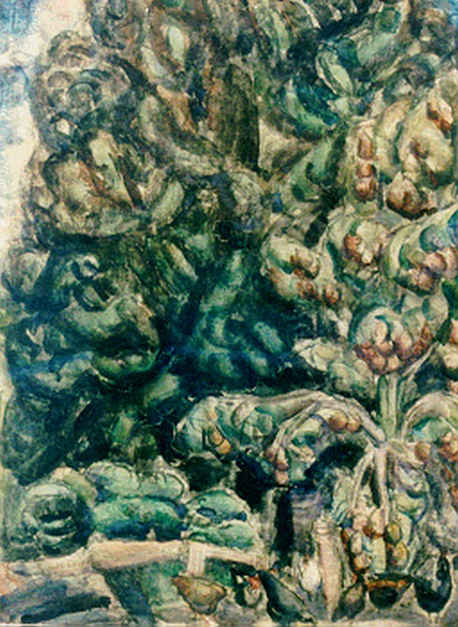 Gestel L. | Leendert 'Leo' Gestel, De boomgaard bij boerderij 'De Eenhoorn', Beemster, aquarel op papier 51,5 x 70,3 cm, gesigneerd linksonder Gestel L. | Leendert 'Leo' Gestel, De boomgaard bij boerderij 'De Eenhoorn', Beemster, aquarel op papier 51,5 x 70,3 cm, gesigneerd linksonder